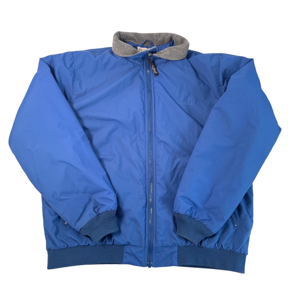 VTG LL Bean Mens Warm-Up Jacket Blue Fleece Lined Thinsulate Bomber Large 205107